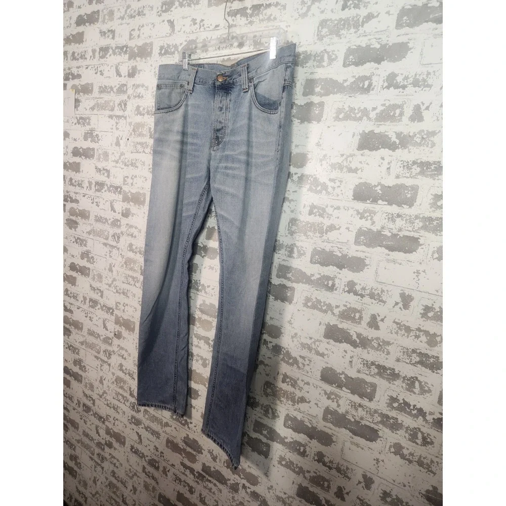 NUDIE Hank Rey Blue Jeans Size 36X34 Straight Light Wash Denim